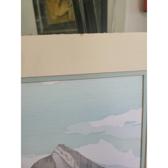 Vintage A. Guardieli Art Print Ocean Boat Mountain Embossed Texture #1 - Picture 4 of 7